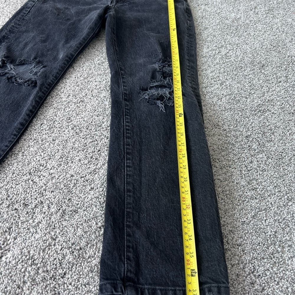 Free People Dark Grey Ripped Distressed Zip Fly Women’s Straight Leg Jeans 27 - Picture 6 of 11